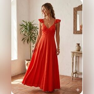 Free people Elegant Orange Maxi Dress Length 58 inches excellent condition